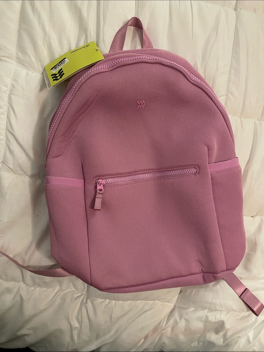 all in motion Pink Backpack with Front Zip Pocket and Side Slots